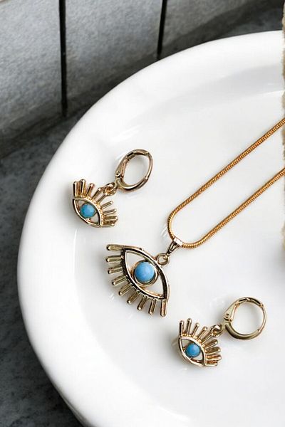 EUROMODA Eye Design Necklace Earring Suit Set