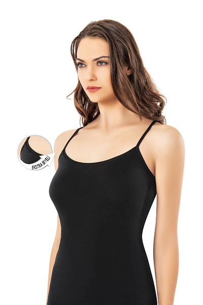 Pijamarket Lycra Modal Women's Undershirt with Rope Strap and Piping Detail