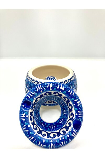 Store منفضة سجائر صغيرة مصنوعة يدوياً ملونة باللون الأزرق مقاس 7 سم