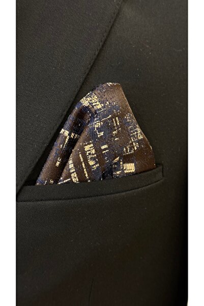 Dearmise Кава та синій візерунок, подарункова коробка, преміум краватка та хустинка