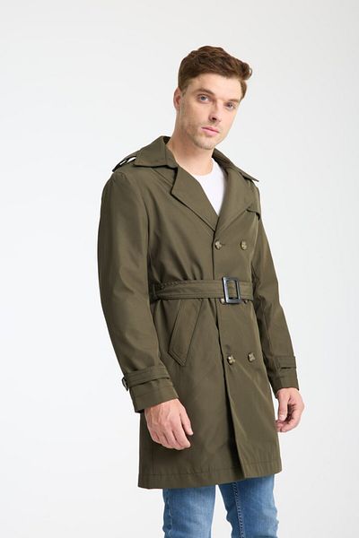 İLKCET MODA Ανδρική Χακί Αδιάβροχη Κανονική Καμπαρντίνα