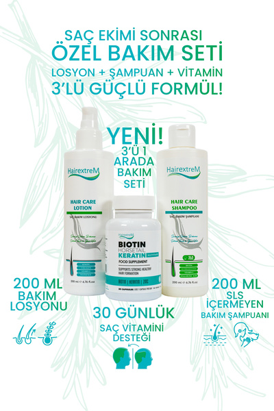 hairextrem Saç Güçlendirme Seti - Argan Yağı Şampuan 300ml + Panthenol Losyon...