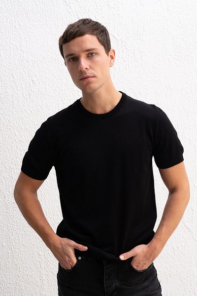 GIESTO ΠΛΕΚΤΟ ΜΑΥΡΟ T-SHIRT CREW NECK