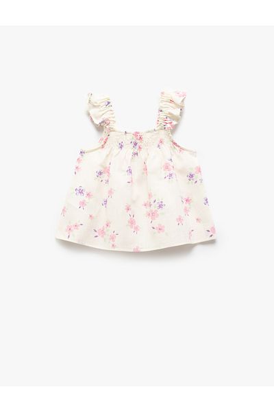 Koton Floral Patterned Gather Detailed Strappy Blouse