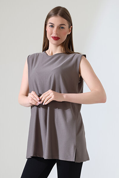 Talsmoda Tals Moda Gray Color Wide Fit Zero Sleeve Bulz & Tunic