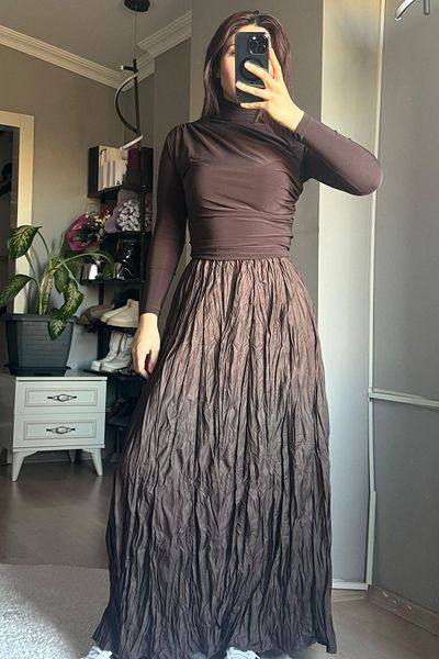 Qenz Καφέ Draped Sandy Μπλούζα