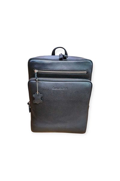 Veskemann Genuine Leather Black Unisex Backpack