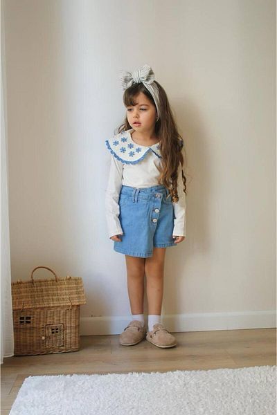 JELİBOOM Girl's Jeans Suit with Flower Skirt