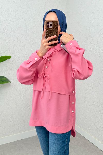 Salih Çelebi Bolero Detailed Tunic 2213 - Pink