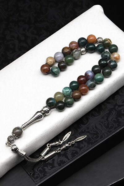 Alibaba Doğaltaş Ινδικός Αχάτης Φυσική Πέτρα Ροζάριο 8 mm Sphere Cut