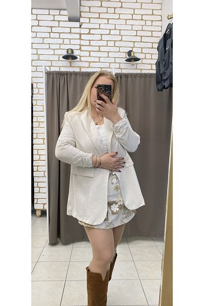 TUBA TOPTAŞ Linen Blazer Unlined Jacket