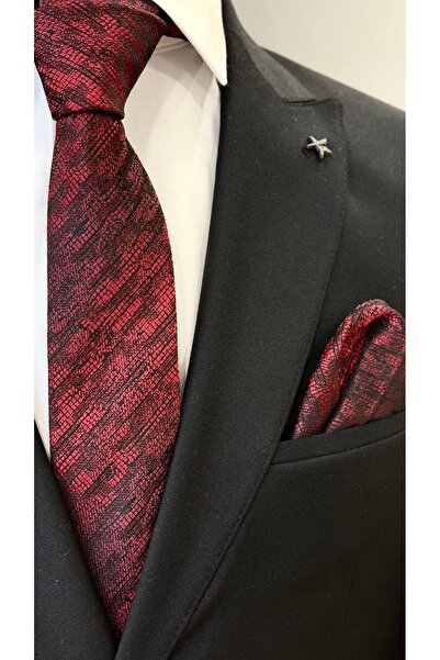 Dearmise Bordo crvena i crna Sa deznom Premium kravata i maramica sa poklon k...