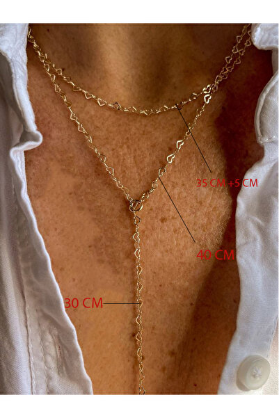 M Miel Kadın Kalp Zincir Detay Dekolte Kolye