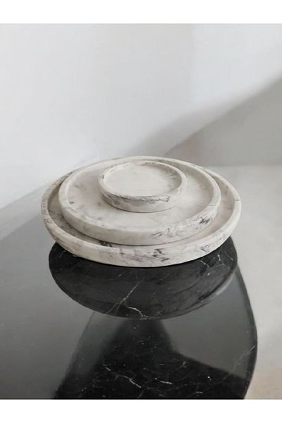 Trust Stone Комплект от 3 големи органайзера с мраморен шарен декоративен бетон