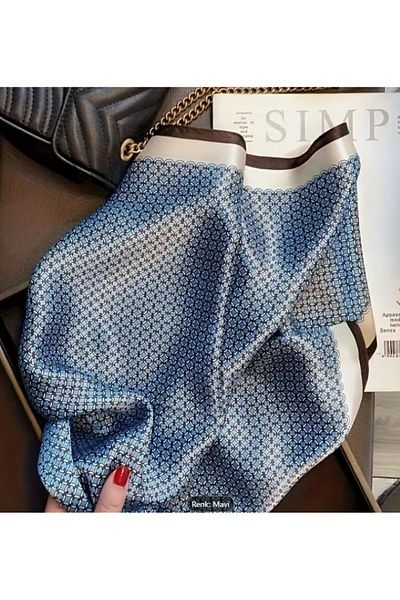 Dgt Luxury Blue Brown, Soft, Sun, Windproof, Double Side Printed, Shawl, Scarf, Scarf 70X70
