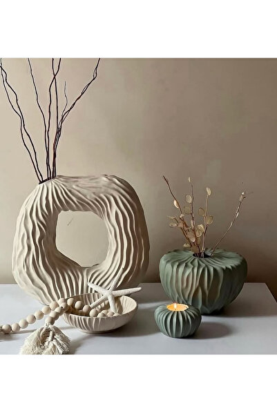 GiftCandle Üçlü Süs Takım, Vazo, Ev Dekorasyon ürünü, Hediyelik Ev Eşyası, Bi...