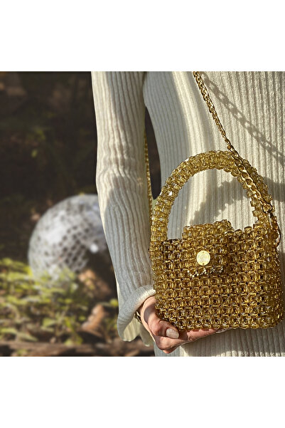 Las Perlas Apatite-Crystal Bead Design Shoulder Bag