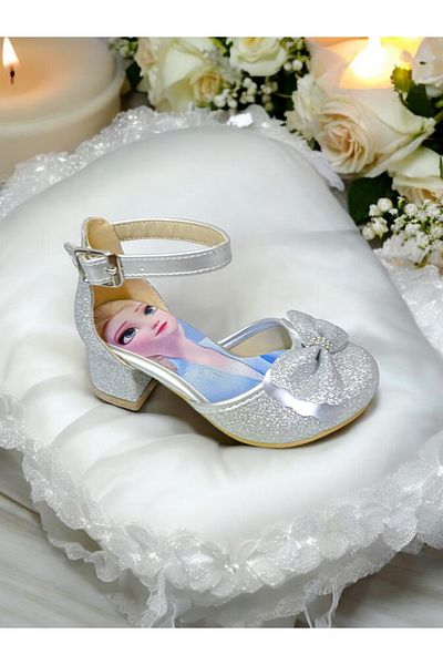 PATİK BEBE Girl's Silver Sand Sim Heeled Buckle Stylish Evening Dress Shoes