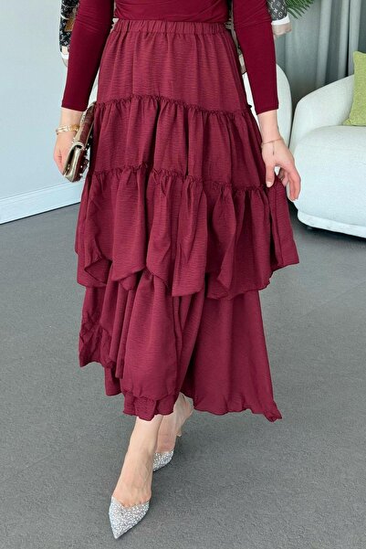 Hazamoda Fusta Sare Pantofi Burgundy