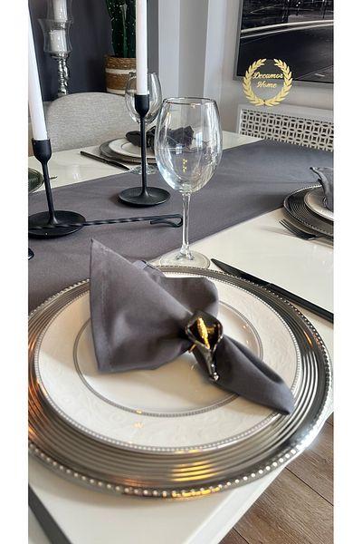 Decamor home Set of 6 Cotton Stain-Proof Smoked Gray Napkins