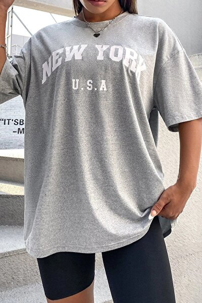 PERISENSE Γυναικεία Grimelange New York Printed Oversize Άνετη εφαρμογή