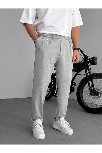 BYBASICMAN Gray Pocket Pleated Fabric Trousers Ke-1035