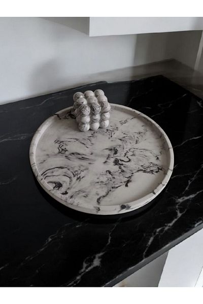 Trust Stone Голяма тава-органайзер с мраморен шарен декоративен бетон