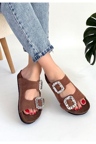 BESKAR Παντόφλες Nool Tan Nubuck