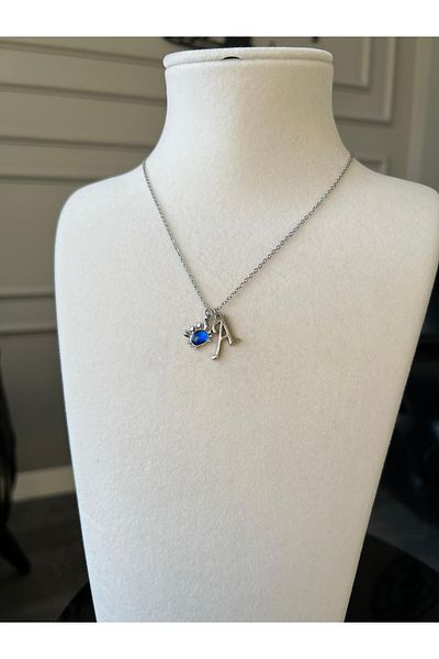 Store Letter a Necklace - with Crab Charm and Chain