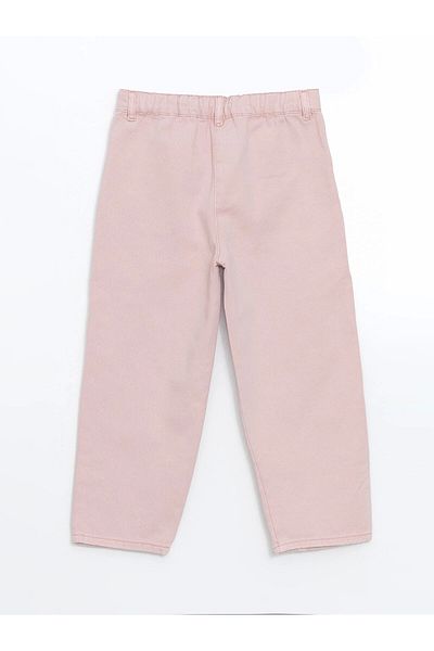 LC Waikiki Lcw Kids Pink Embroidered Girl's Pants with Adjustable Waist