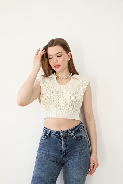 Sheilar Къса блуза с обло деколте от трико Тасони