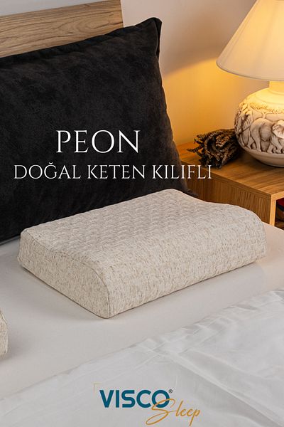 visco sleep Visco Pillow Small Ergonomic Pillow Orthopedic Pillow Peon Natural Linen Pillow with Case 45X30X10-7 cm