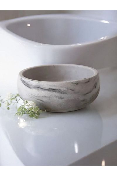 Trust Stone Σειρά Marble Anthracite Concrete Bowl και θήκη για πετσέτες