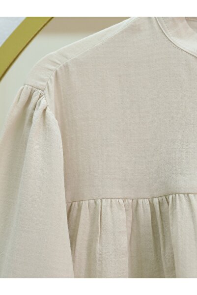 Modamorfo Oval Cut Stand Collar Blouse - Skirt and Muslin Set