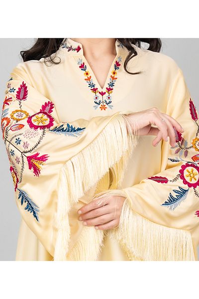 IKKXA Shimmer Detail Sleeves Embroidered Jalabiya
