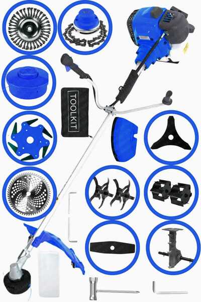 Graizer 11 In 1 Setli Yan Tipi Benzinli Motorlu Ot Çalı Tırpanı Çim Biçme Mak...