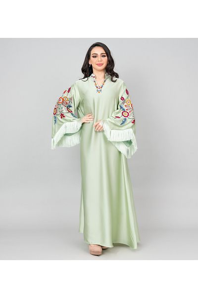 IKKXA Shimmer Detail Sleeves Embroidered Jalabiya