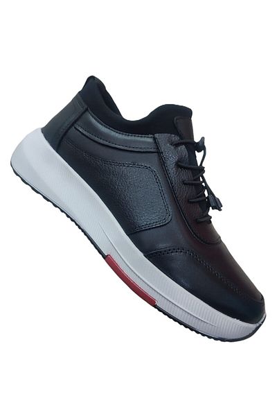 Elit 9850 Black Genuine Leather Orthopedic Men's Casual Shoes