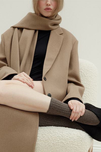 Suud Collection Кафяви кадифени чорапи от вълнена смес