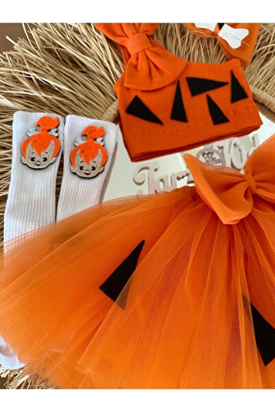 EBRU ÖZÖRGÜCÜ Kız çocuk çakıl tütü etek bluz bandana çoraplı elbise  kostüm