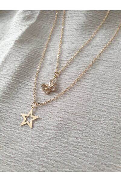 LuArte النجمة والفراشة قلادة أنيقة