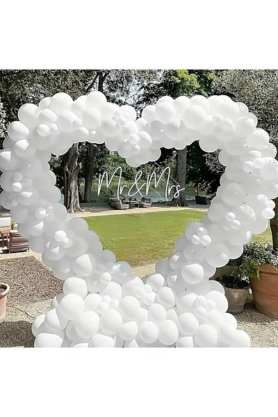 Balon marketi 100Pcs White Latex Balloons Set + 5 Meters Perforated Balloon Chain!