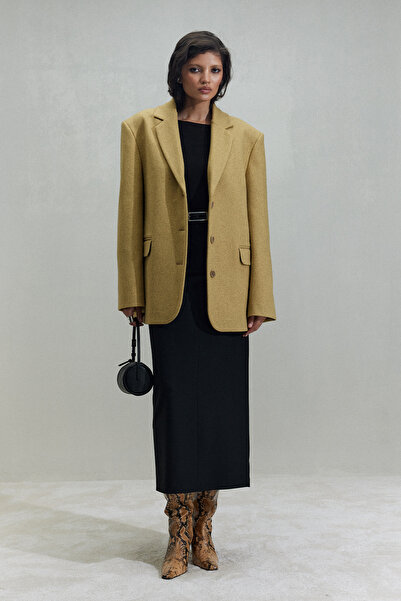 Suud Collection Yellow Gina Stamped Long Jacket