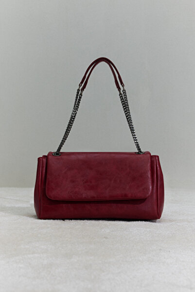 Suud Collection Δερμάτινη τσάντα Red Milan Chain