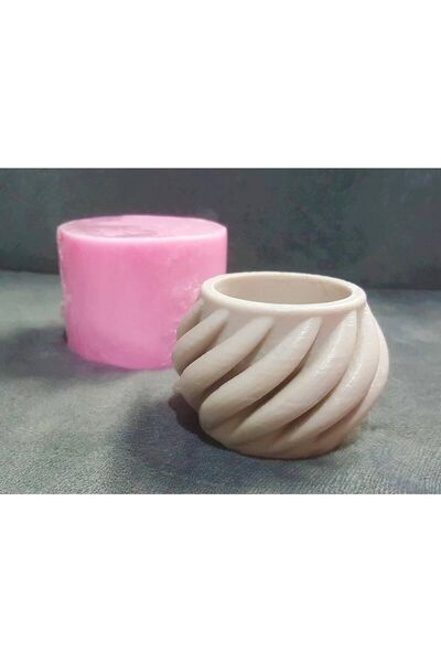 morlalem m 9cm Spiral Saksı Mumluk Kalemlik Silikon Kalıp K-658, Polyester Çi...