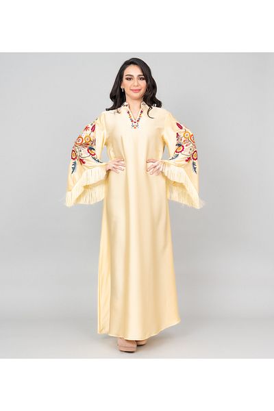 IKKXA Shimmer Detail Sleeves Embroidered Jalabiya