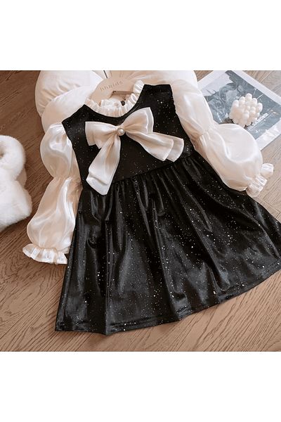 nannie Elegant Black Dress for Girls Izza - 6-7 years