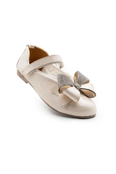 Parparastil Pearl Nude Girls' Ballerina Shoes with Ribbon Detail