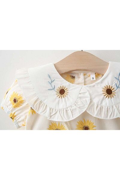 nannie Yellow Sunflower Dress for Girls - 6-12 months