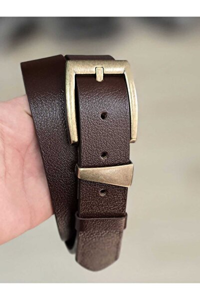 Kemerix 100% Genuine Leather Antique Finish Buckle 3.2cm Bitter Brown Belt